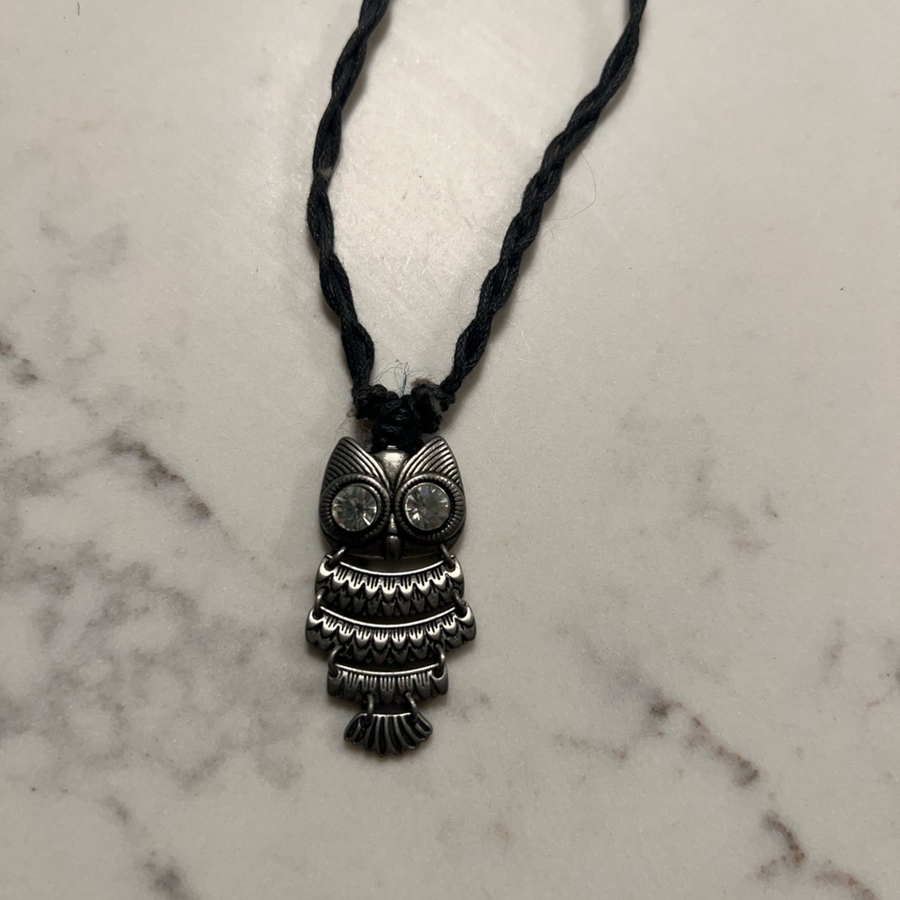 Silver Owl Pendant Necklace